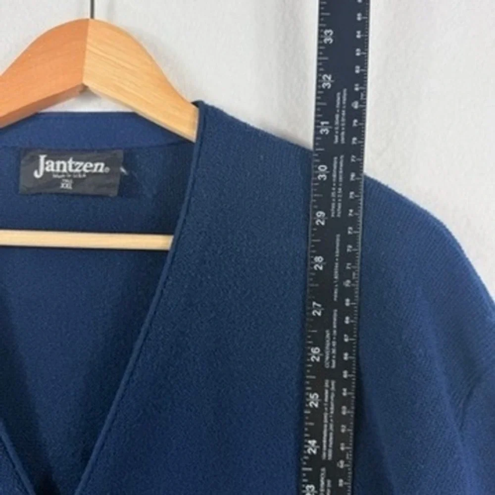Jantzen Cardigan Sweater Mens XXL Navy Blue Vintage Grunge Punk Indie USA Vtg
